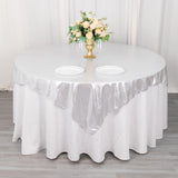 Silver Shimmer Sequin Dots Square Polyester Table Overlay